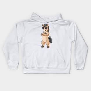 Cool horse with sunglasses Kids Hoodie